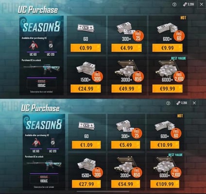 PUBG Mobile UC: 리셀러 vs 공식 가격 격차 2026 (4.4 업데이트 이후)