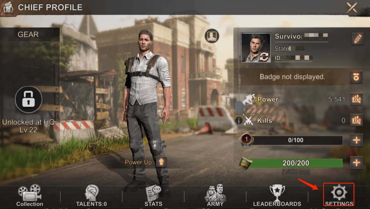 State of Survival PC client settings interface