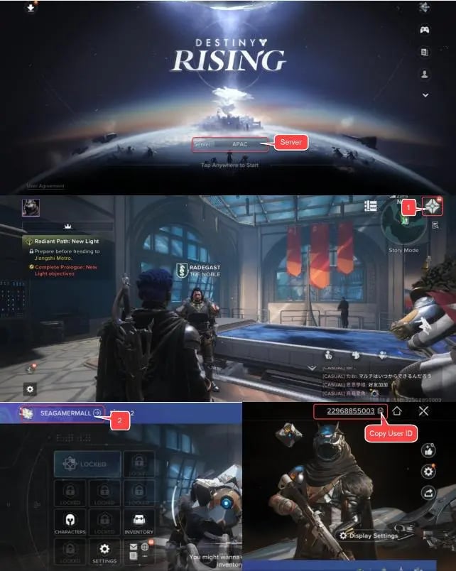 Destiny: Rising UID 확인 방법