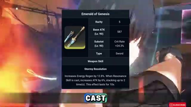Senjata alternatif Qingxiao pedang Crit Rate Emerald of Genesis