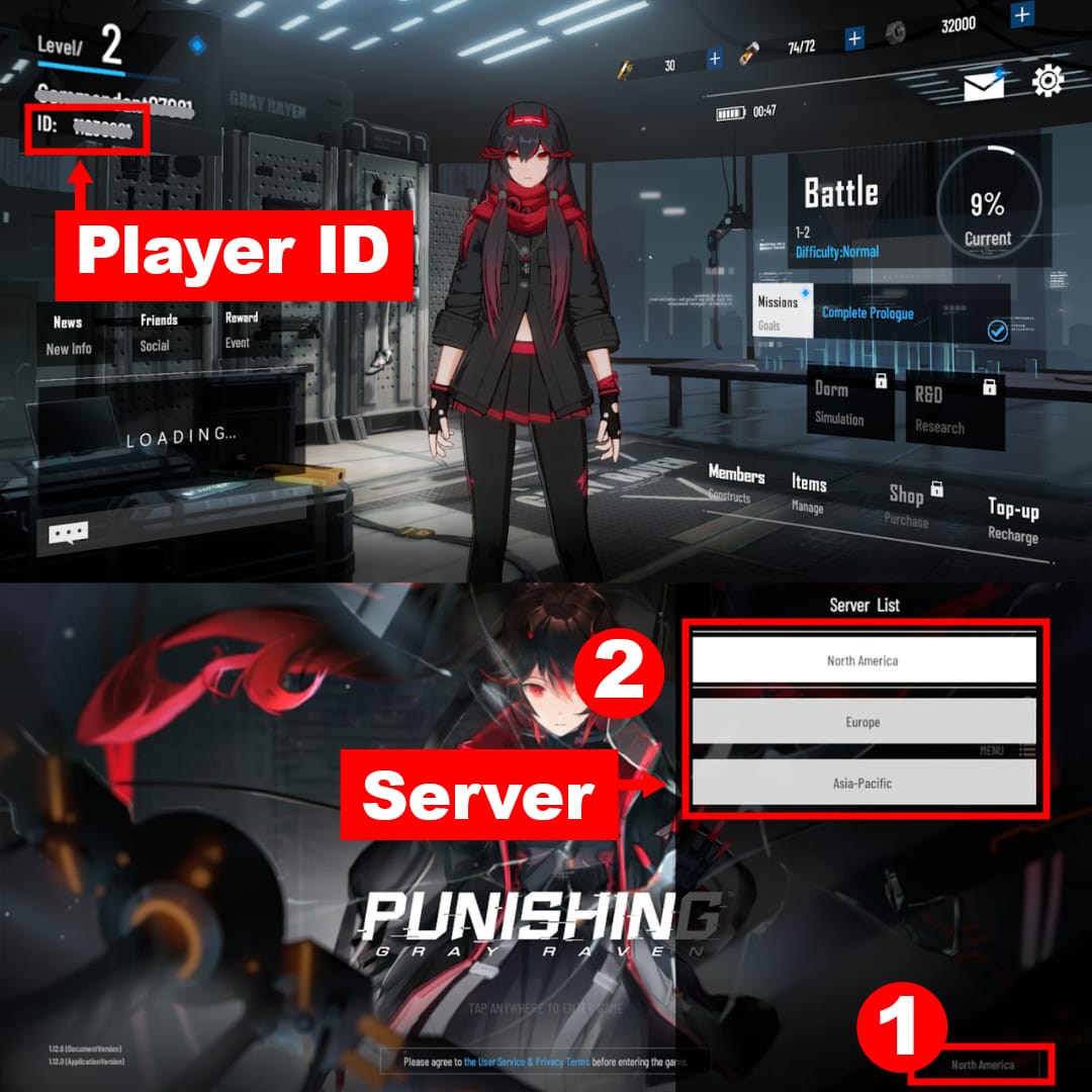 Guide showing UID copy action in Punishing: Gray Raven Rainbow Cards