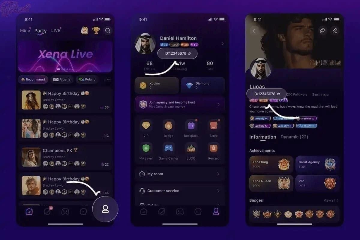 Schritt-für-Schritt-Anleitung, wo man die Xena Live User ID für die Web-Coin-Aufladung findet