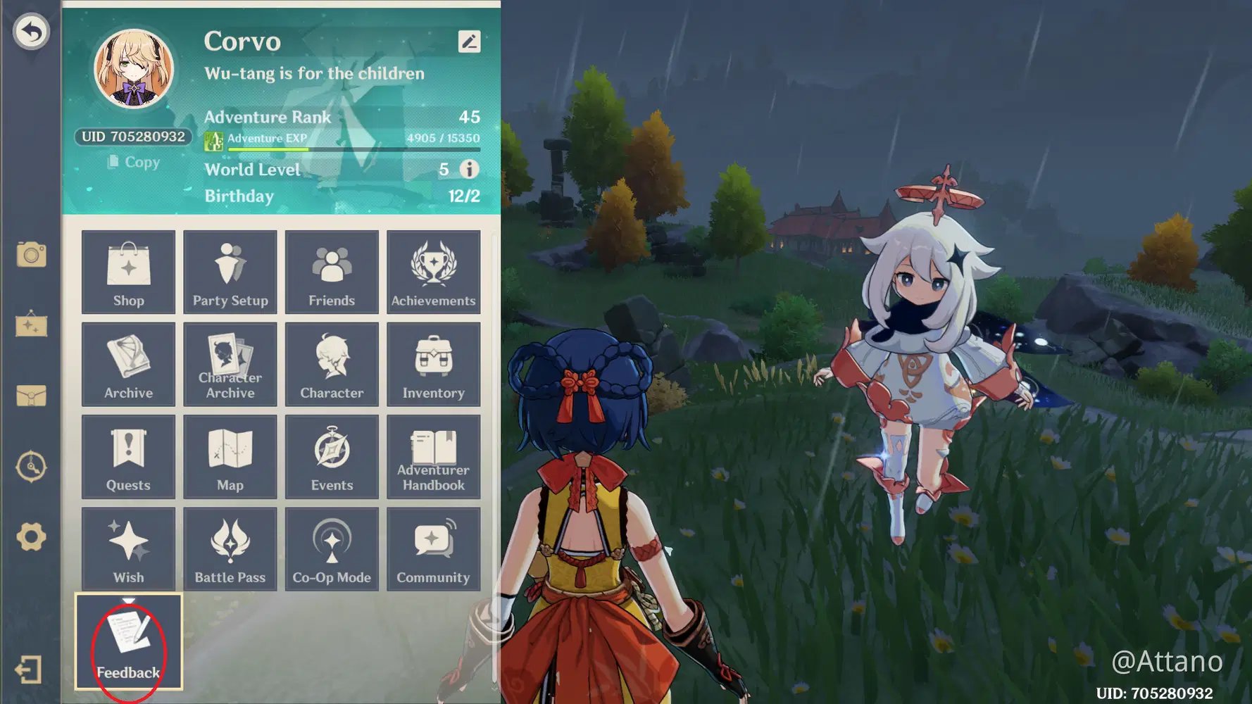 Submitting a customer service ticket through the in-game feedback menu