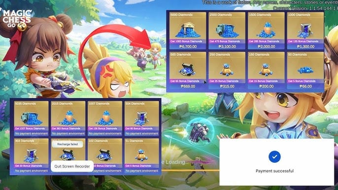 Tangkapan skrin transaksi tertunda dalam permainan Magic Chess: Go Go