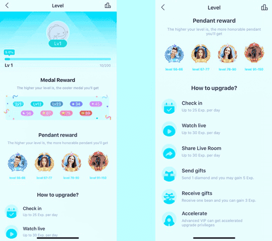 Bigo Live VIP badge and glowing entrance animation in a live chat room