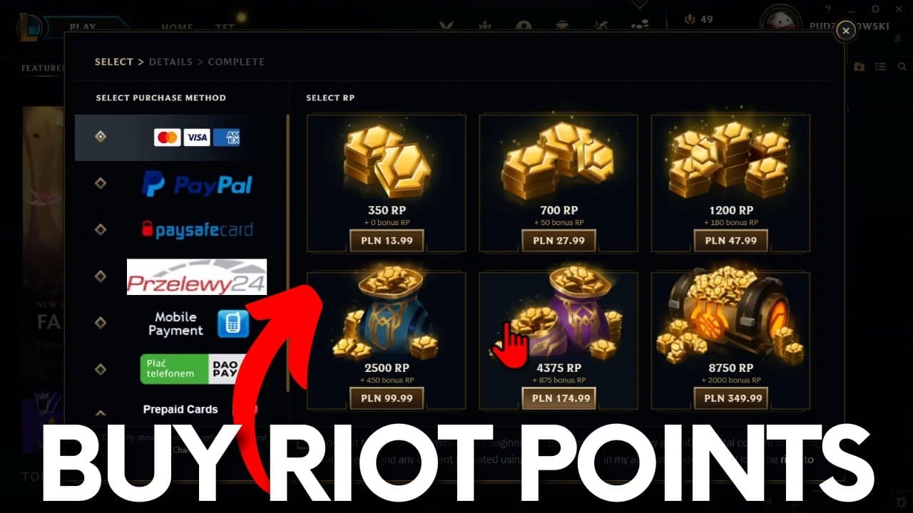 Confirmation d'achat en jeu de RP League of Legends