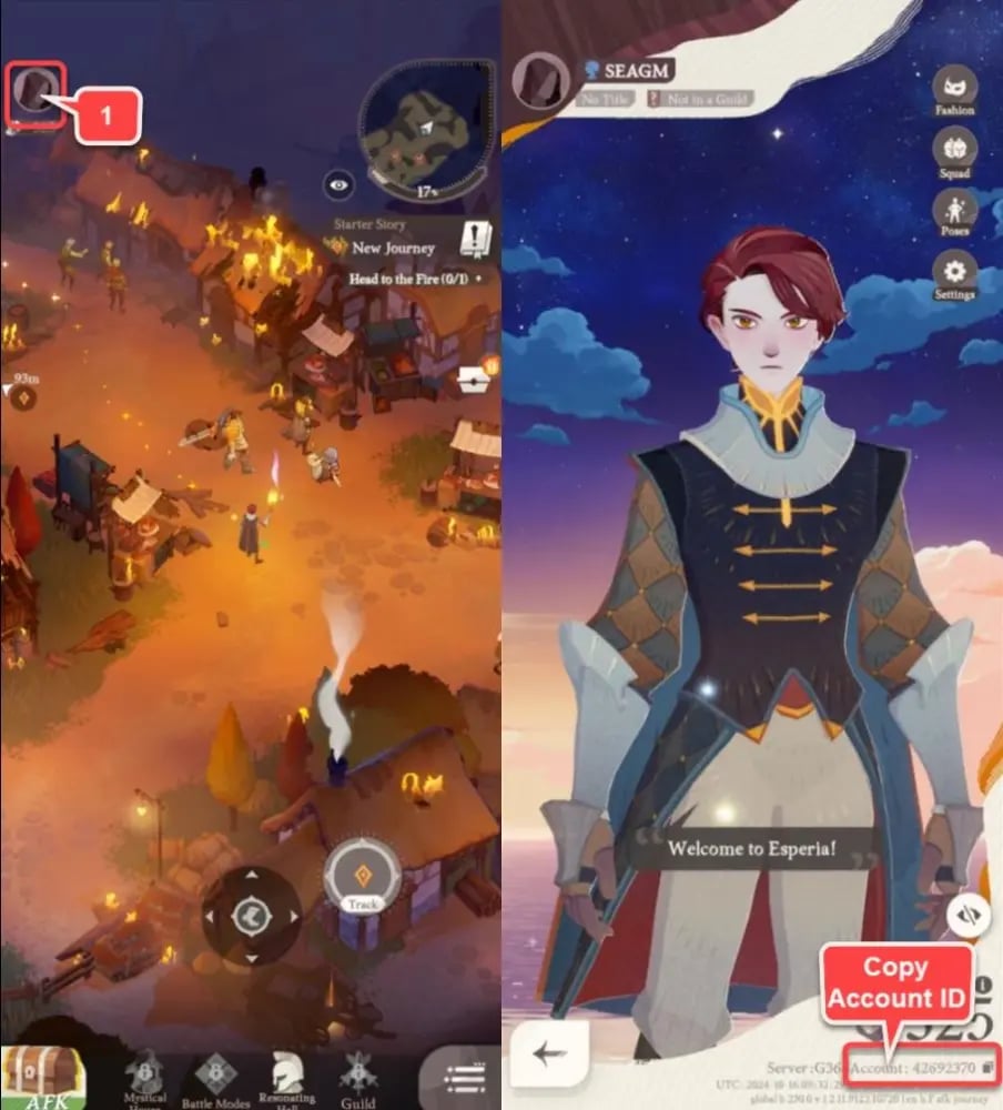 AFK 새로운 여정 충전 UID 확인 방법