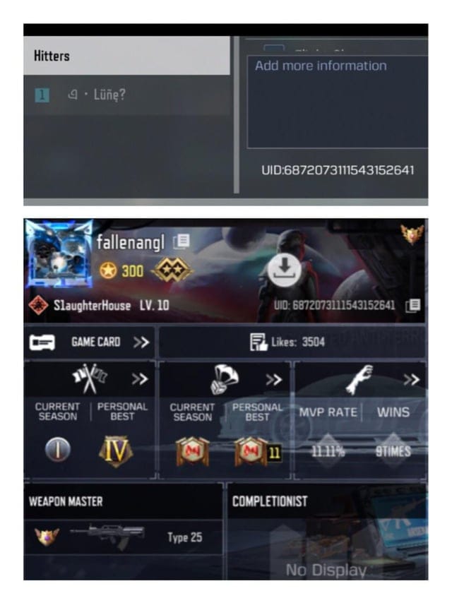 Interfaz de Call of Duty Mobile que muestra dónde encontrar el ID de jugador o UID para compras de recarga directa
