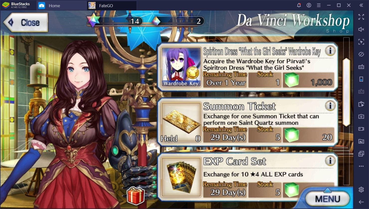 Ekran zakupu w sklepie w grze Fate/Grand Order