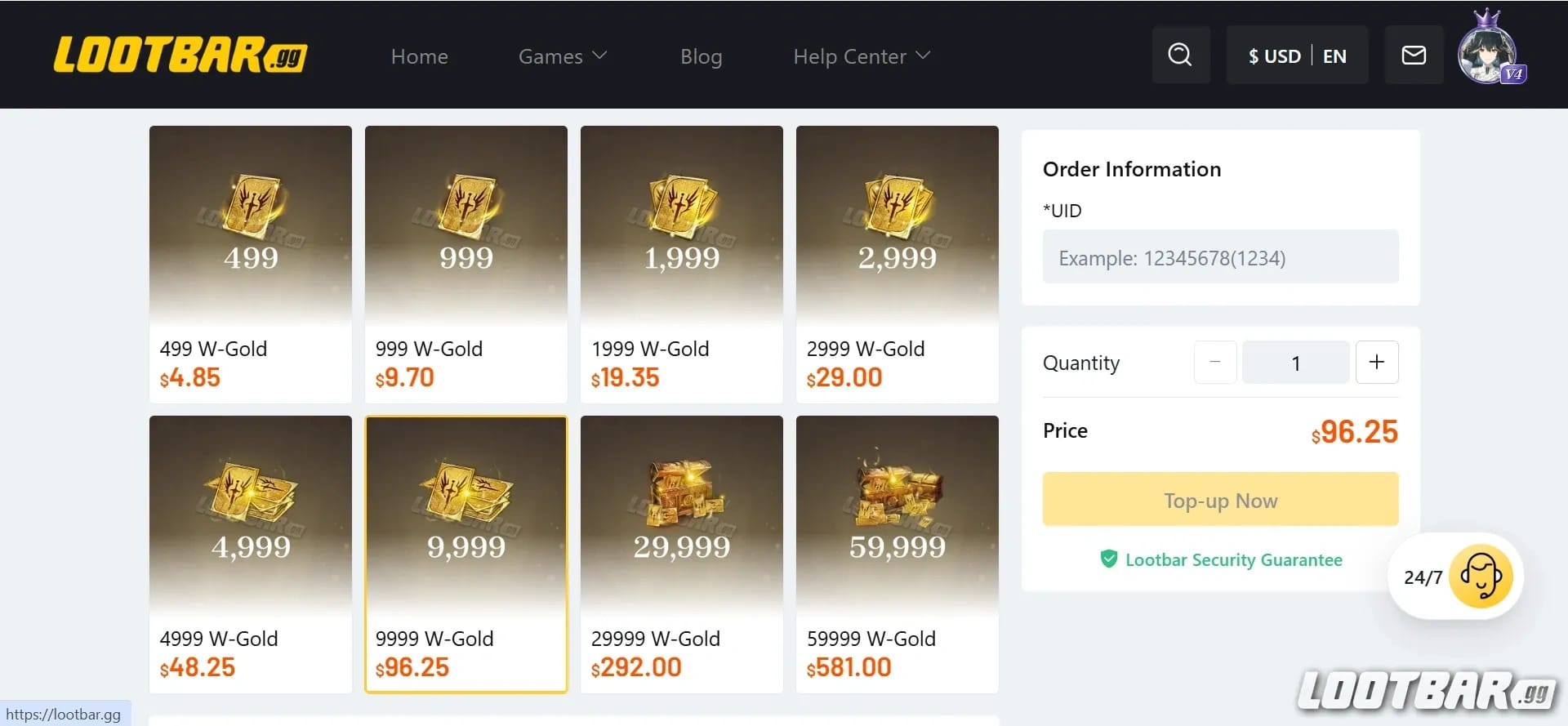 Comparison chart of Watcher of Realms Gold top-up channels