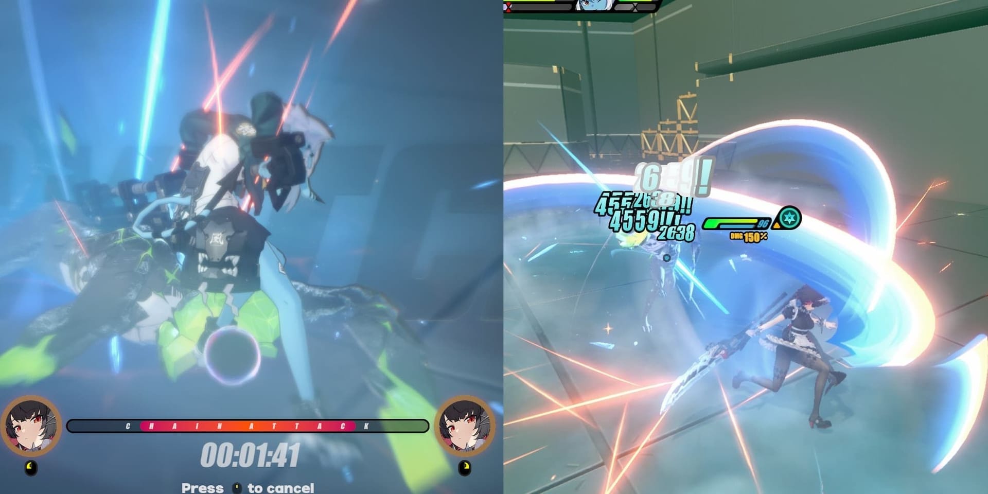 Layar urutan Chain Attack Zenless Zone Zero yang menunjukkan rotasi agen optimal selama jendela stun musuh.