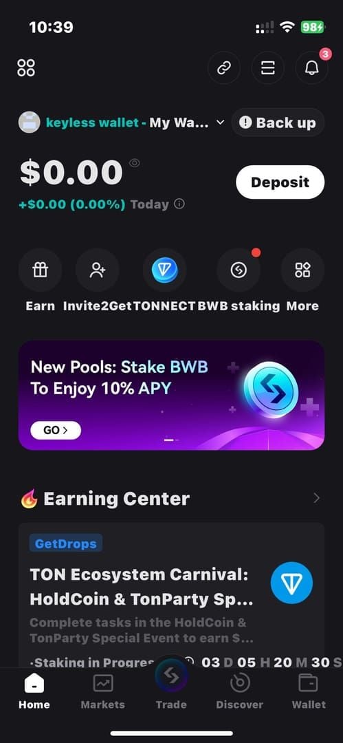 Bagian hadiah diamond gratis di dalam IMO wallet yang menampilkan tugas menonton iklan