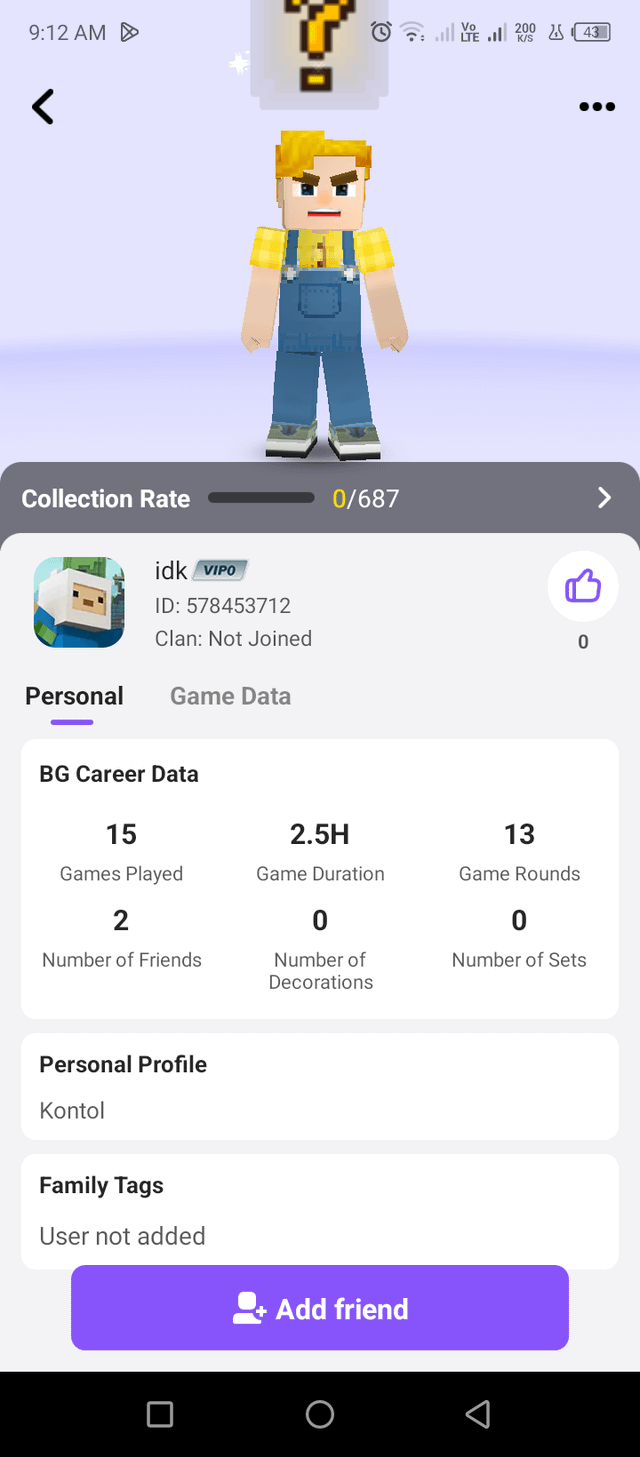 Customizable character display nickname text in profile header