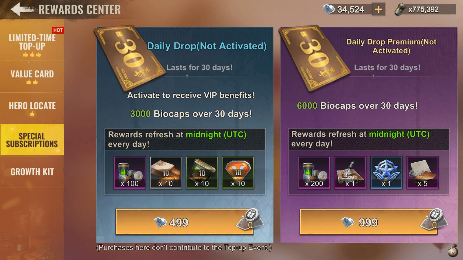 State of Survival Diamonds research tree interface