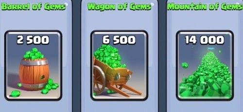 Clash Royale in-game winkel gem-aankoopmenu