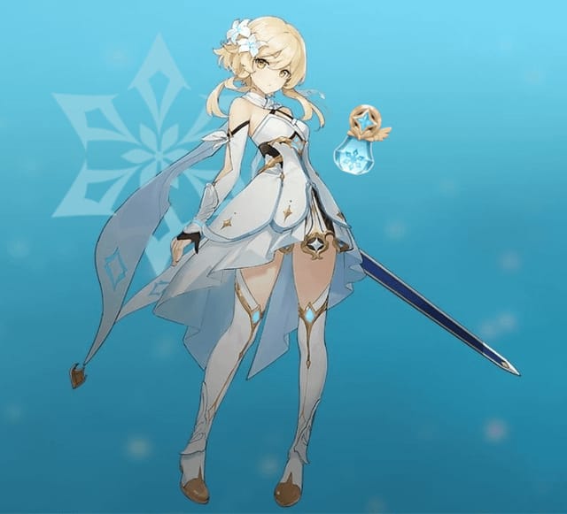 Genshin Impact Cryo-Reisender Charakter-Artwork im neuen Outfit