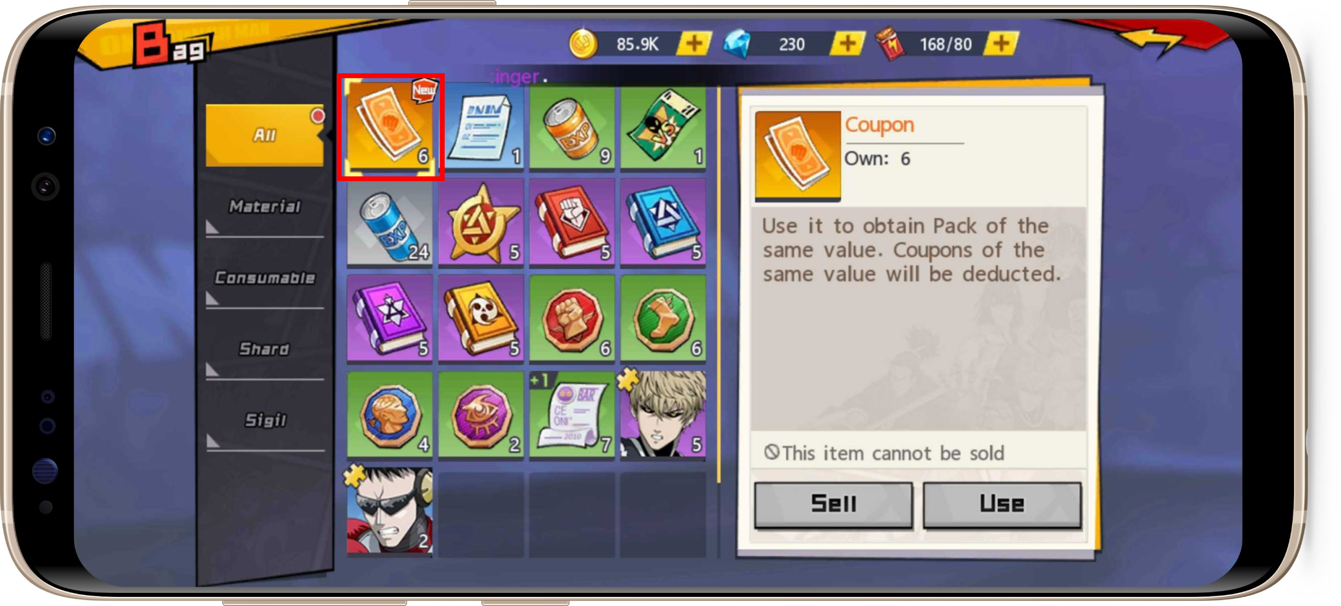 One Punch Man The Strongest mail menu list with claim buttons