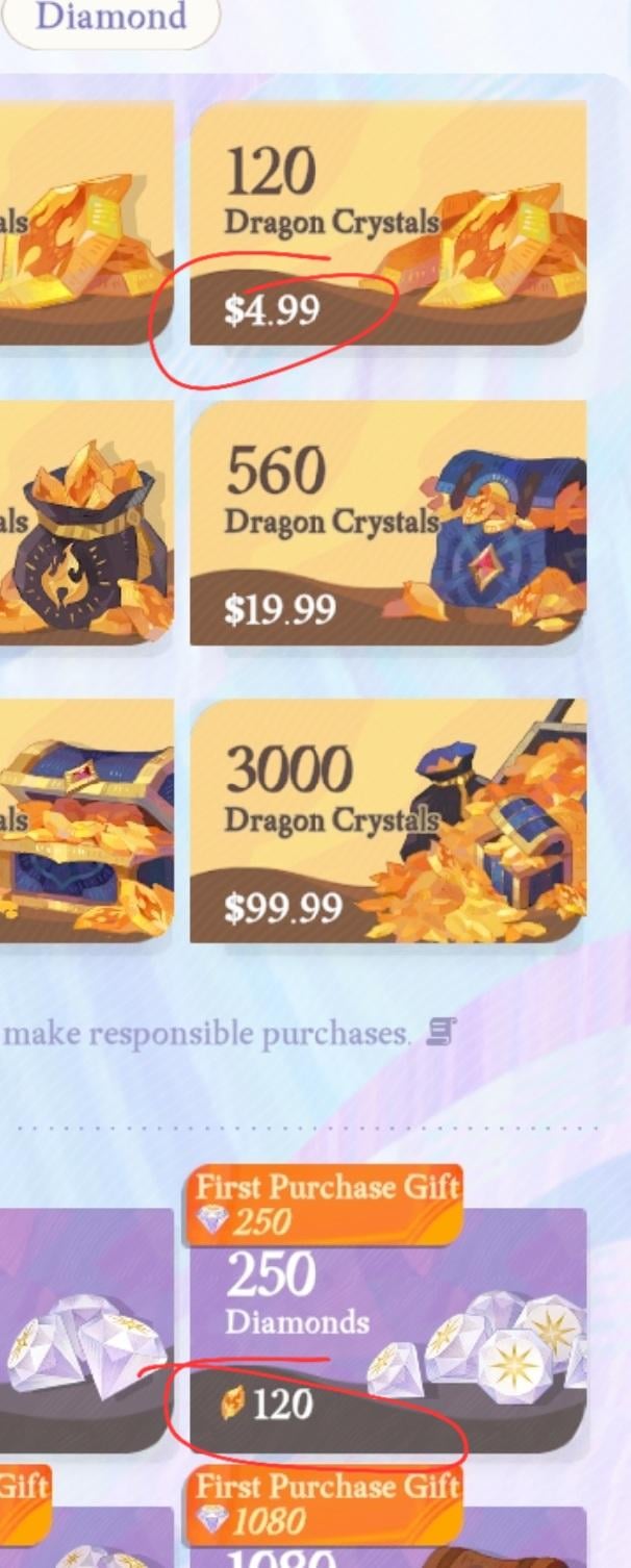 AFK Journey Dragon Crystals web store product interface