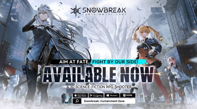 Pantalla de selección de operadoras de Snowbreak Containment Zone mostrando estadísticas y rareza