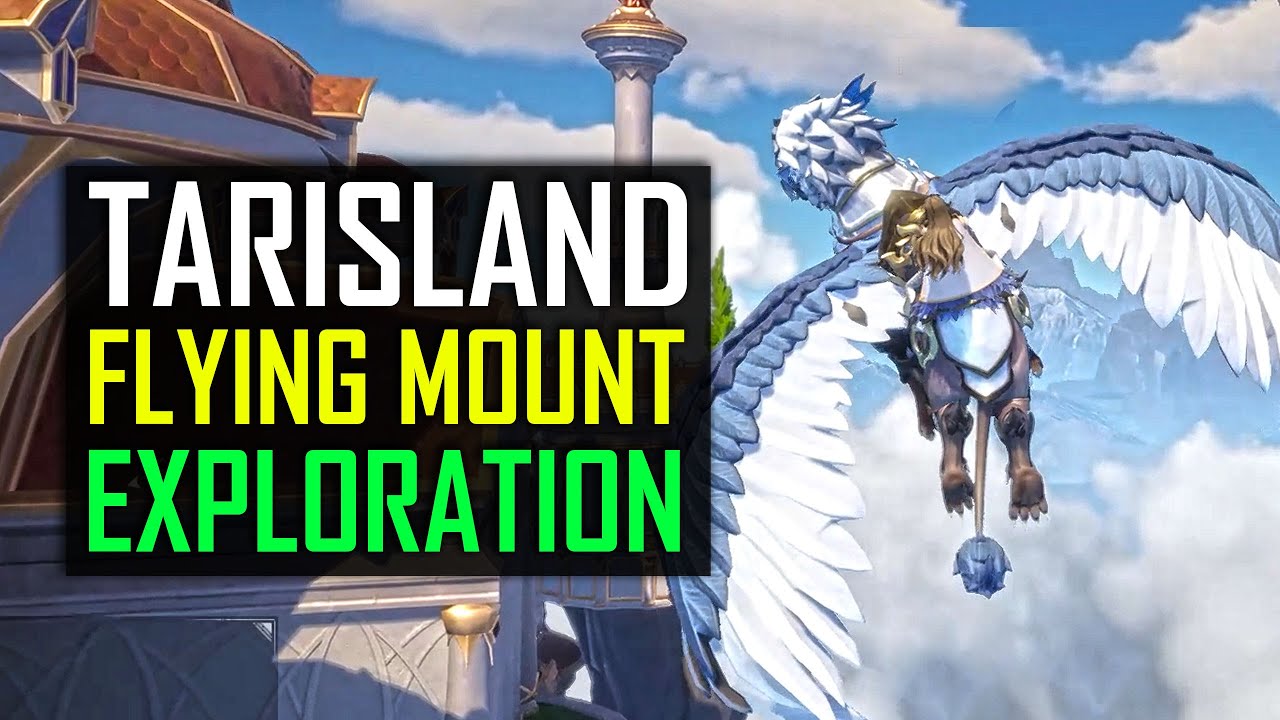 Detaillierte Ansicht eines hochrangigen Reittiers, das eine der offenen Fantasy-Zonen von Tarisland durchquert