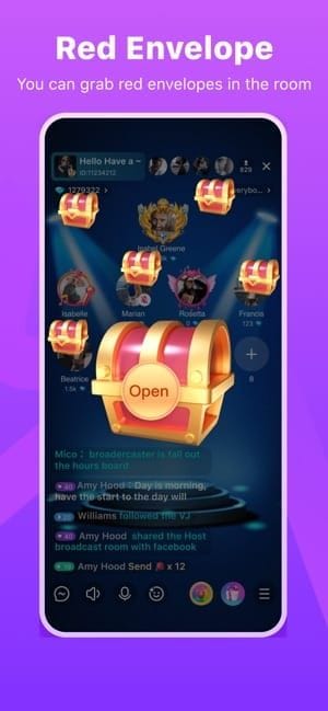 Mico app interface for sending gifts with coins