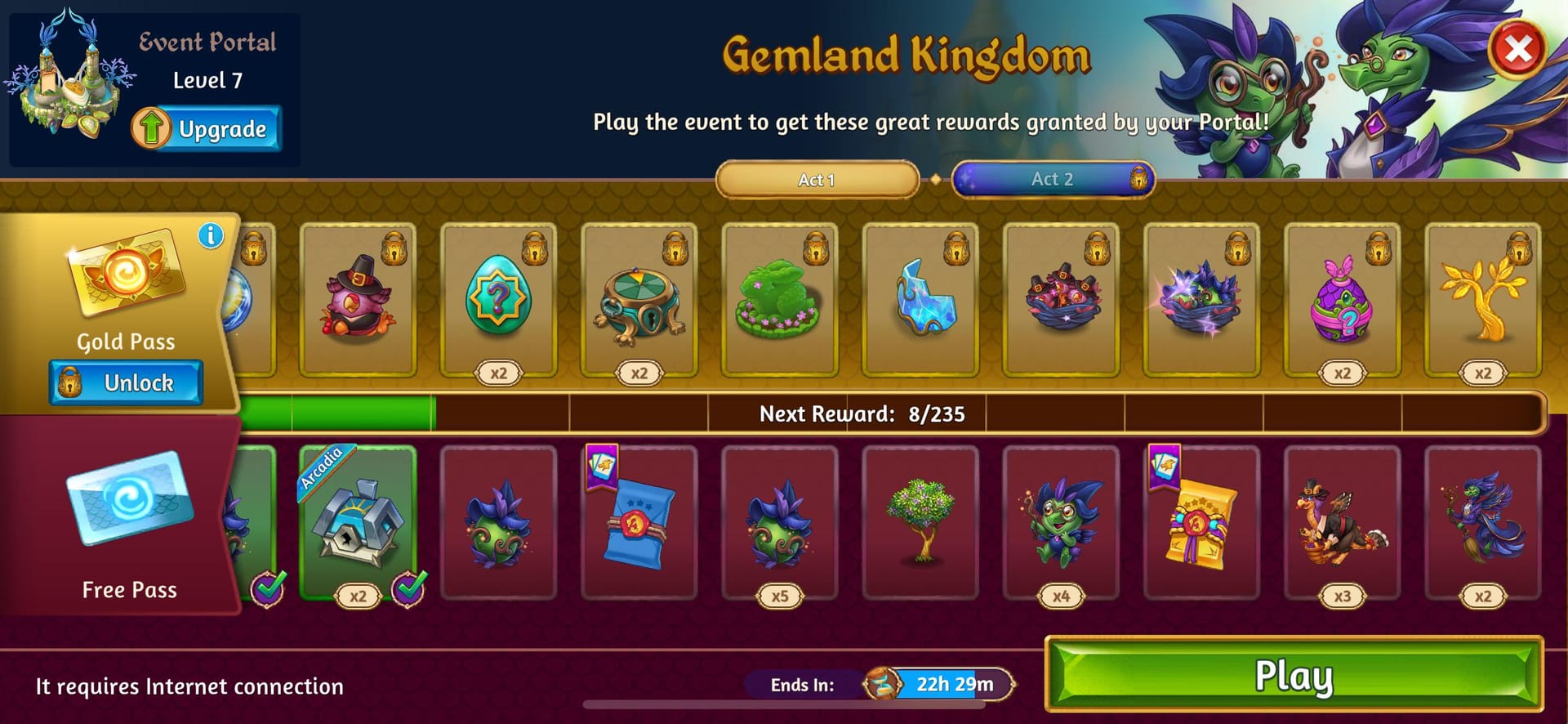Внутриигровая почта Merge Kingdoms Gold с полученными наградами