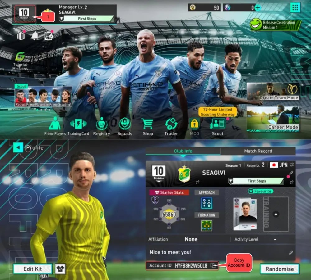 Jak znaleźć UID RB w SEGA Football Club Champions