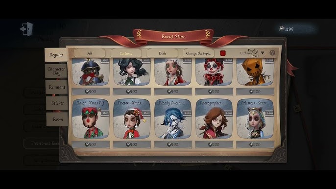 Interfejs Event Shop w Identity V pokazujący przedmioty za Spyglasses i pakiety Standby Motion