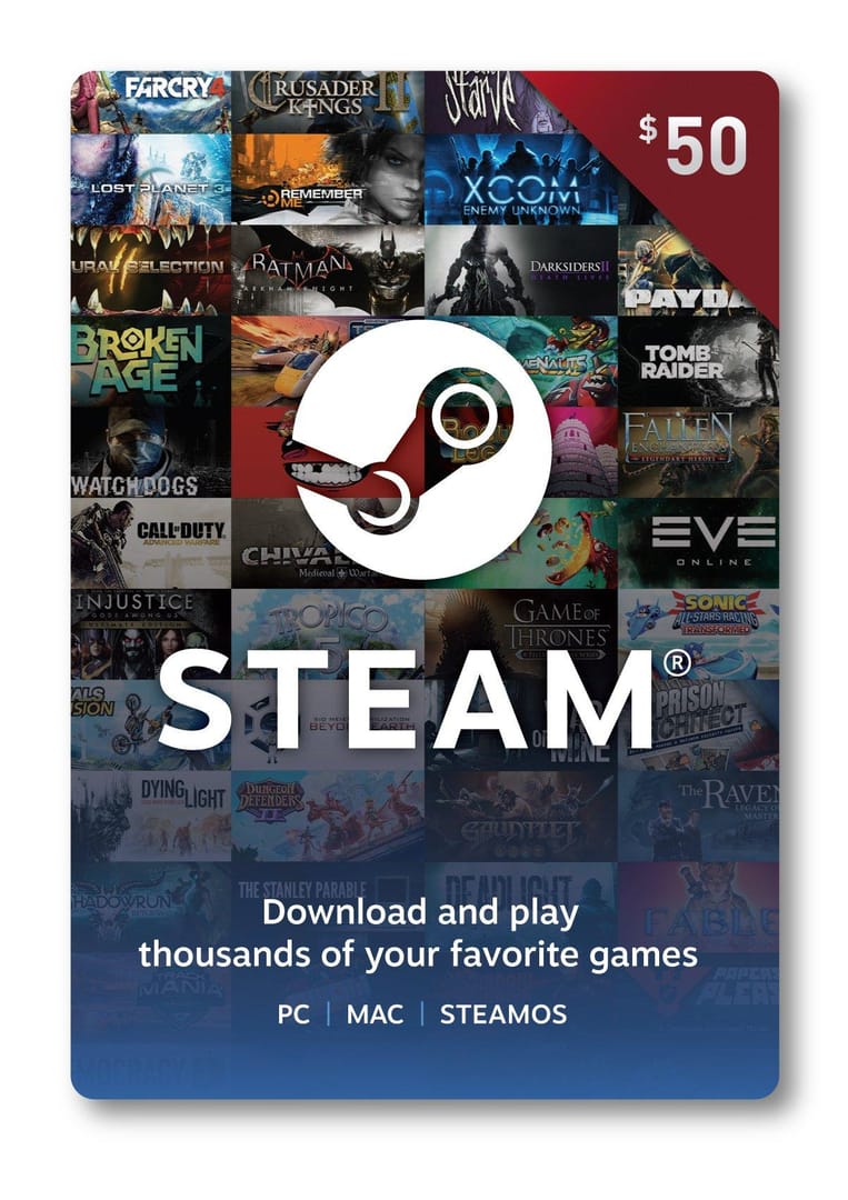 Carteira do Steam abastecida com cartão-presente