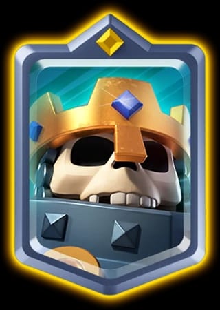 Ilustración del personaje Rey Esqueleto con gemas de Clash Royale