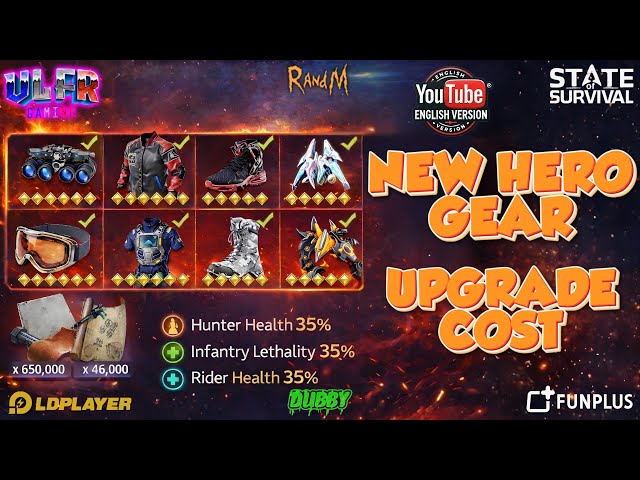 Menu upgrade hero State of Survival yang menampilkan biaya Biocap