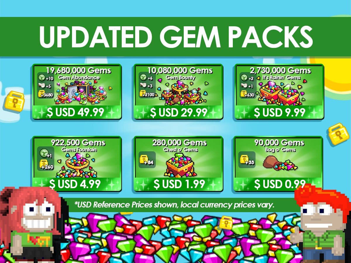 Tableau comparatif montrant les achats officiels de Growtopia Gems par rapport aux options tierces risquées