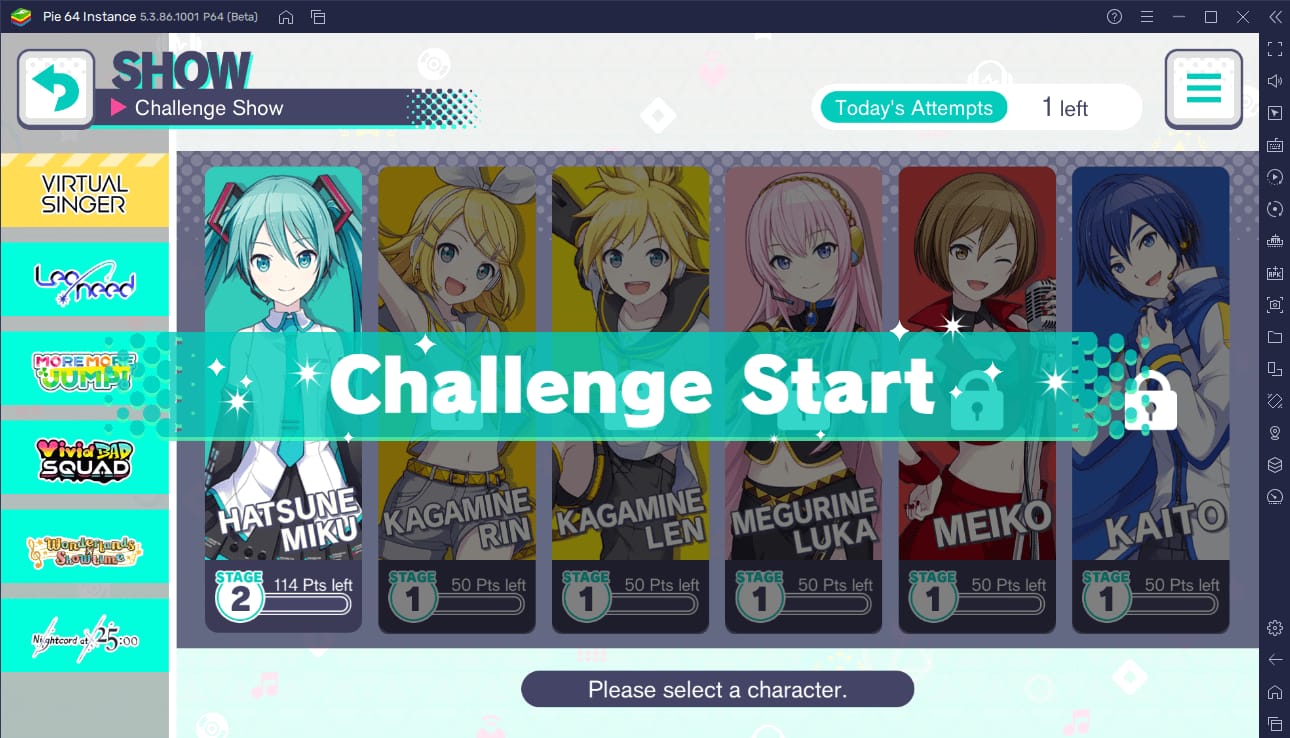 Interfejs menu pomocy technicznej w grze Hatsune Miku: Colorful Stage!