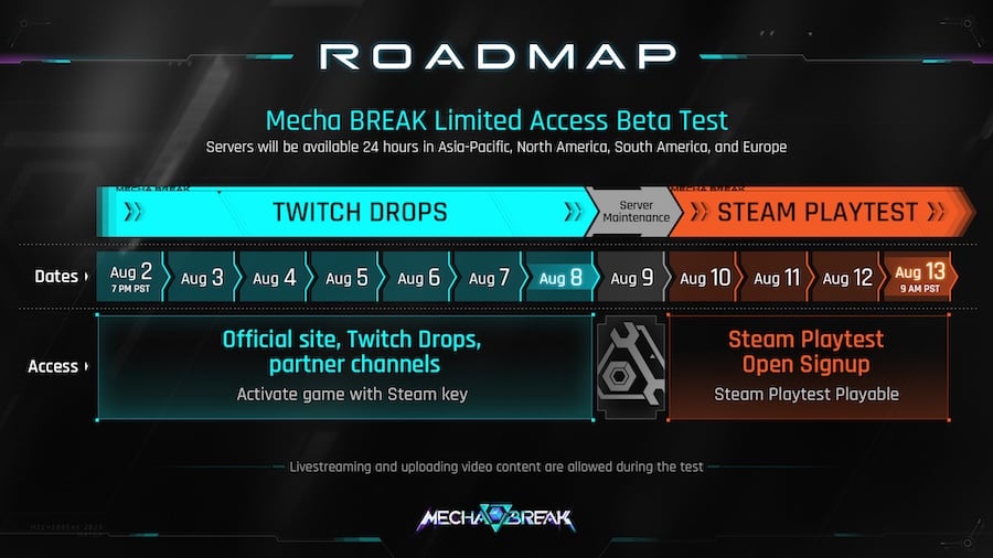 Mecha Break 서버 선택에서 북미 지역을 보여줌