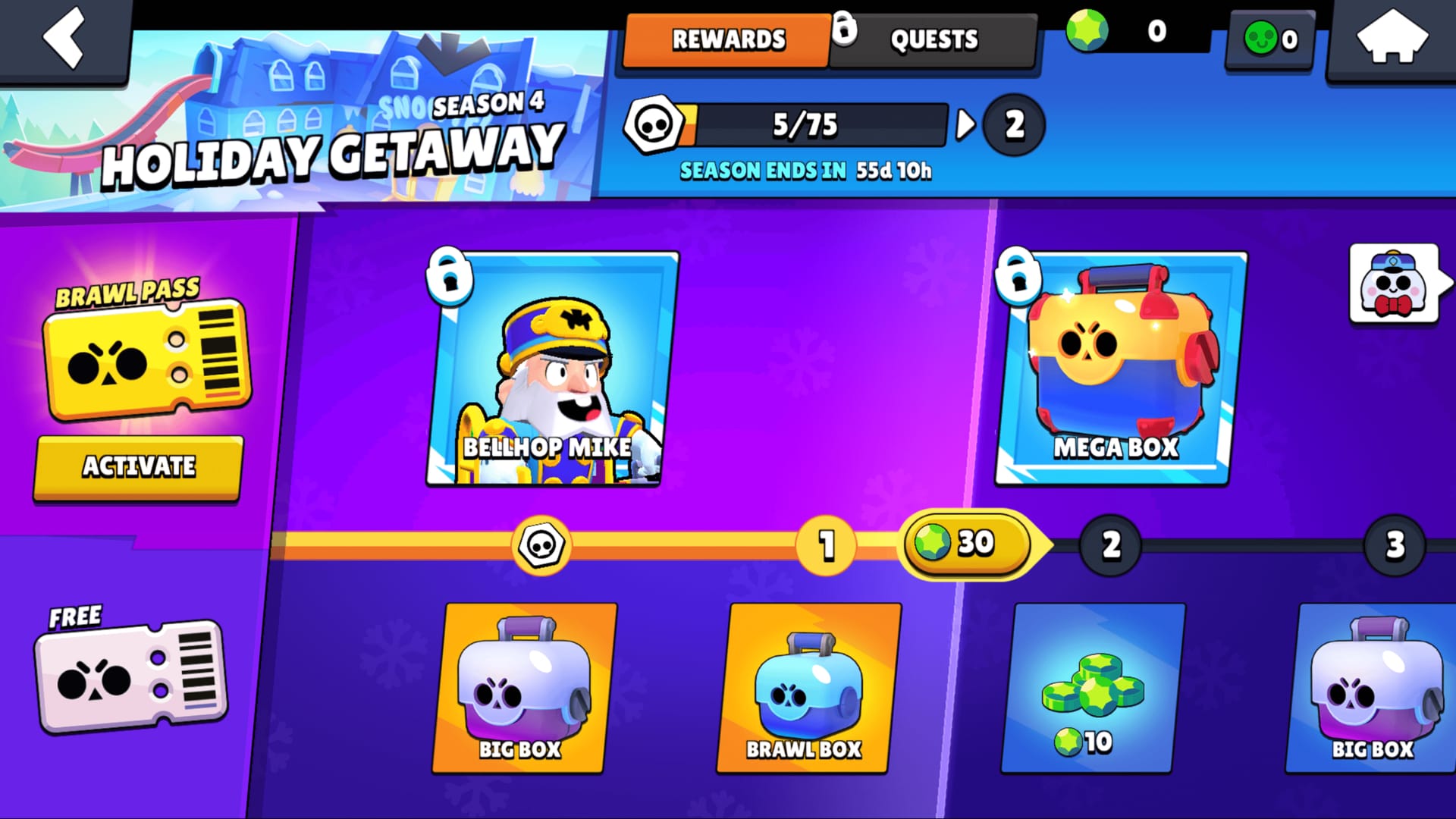 Contoh antara muka perkhidmatan tambah nilai Brawl Stars Gems & Brawl Pass