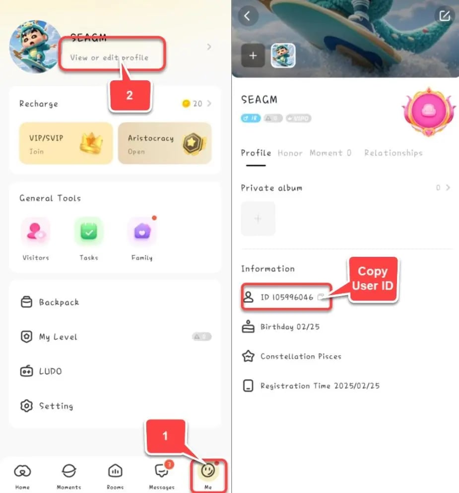How to find your SUGO Coins Top Up UID