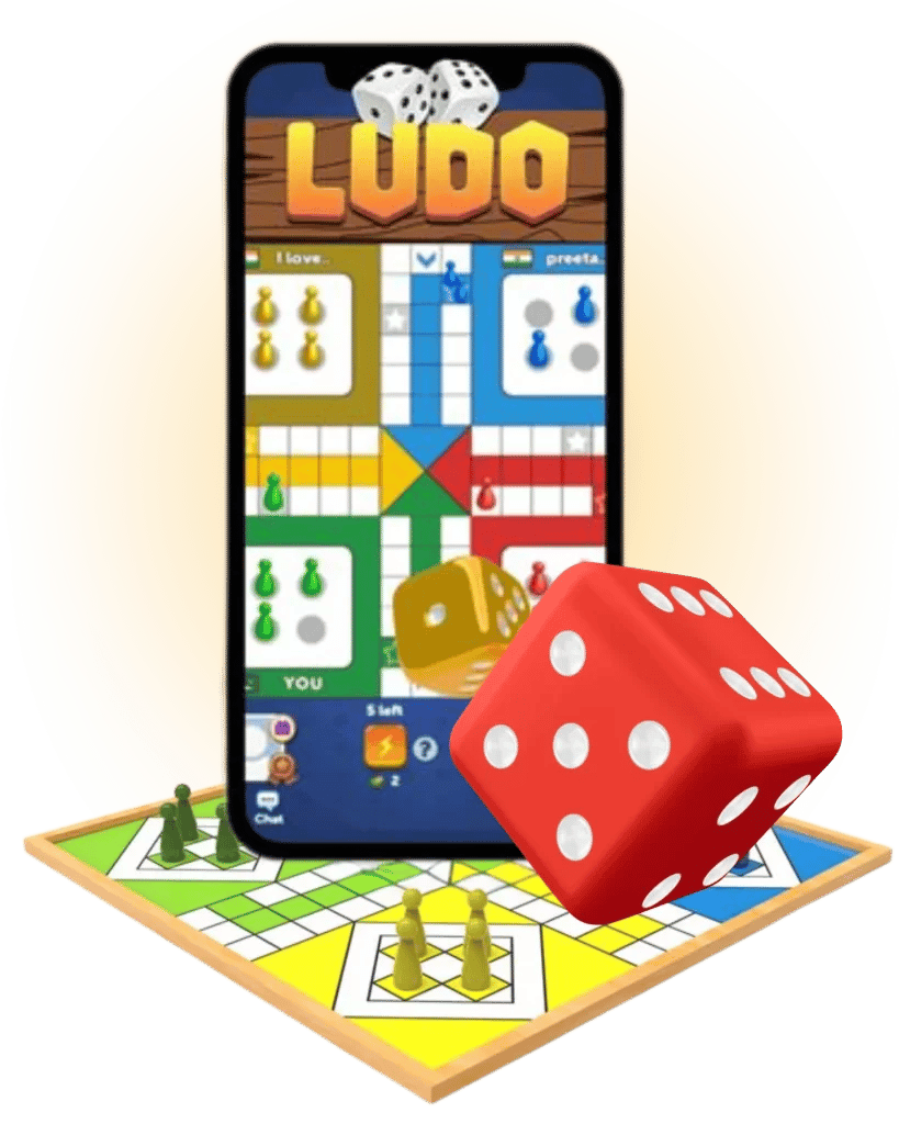 Vista cenital del tablero de Ludo Club con fichas de colores situadas en casillas seguras de estrella