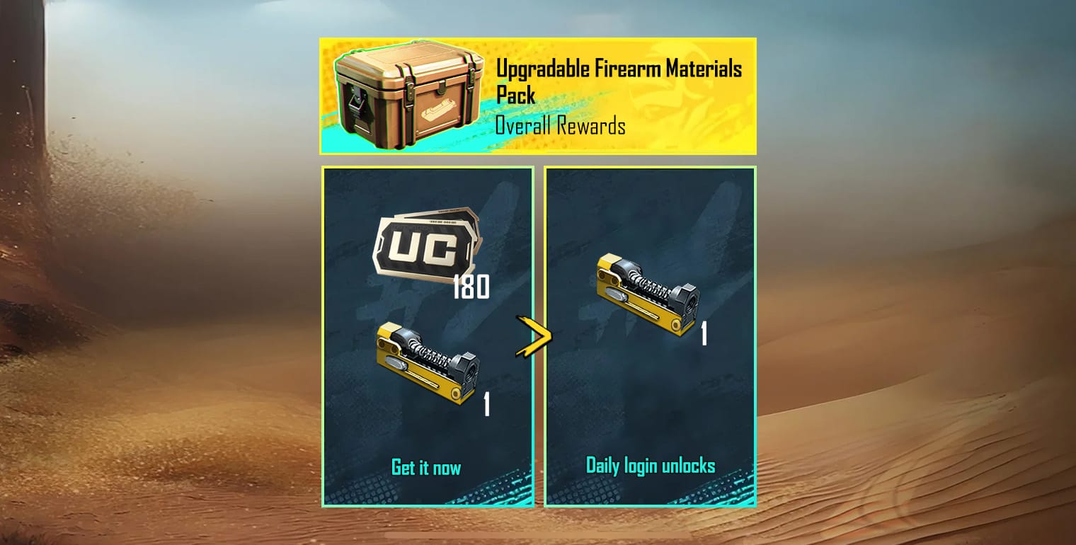 PUBG Mobile हथियार अपग्रेड लैब इंटरफ़ेस जो एलिमिनेशन ब्रॉडकास्ट के लिए गनस्मिथ सामग्री और UC लागत दिखा रहा है