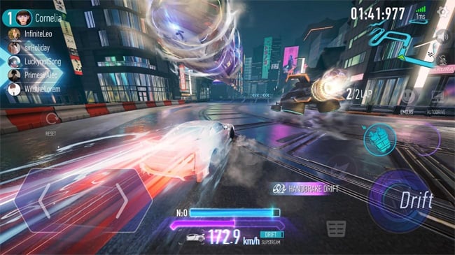 Ace Racer sports cars drifting on futuristic tracks