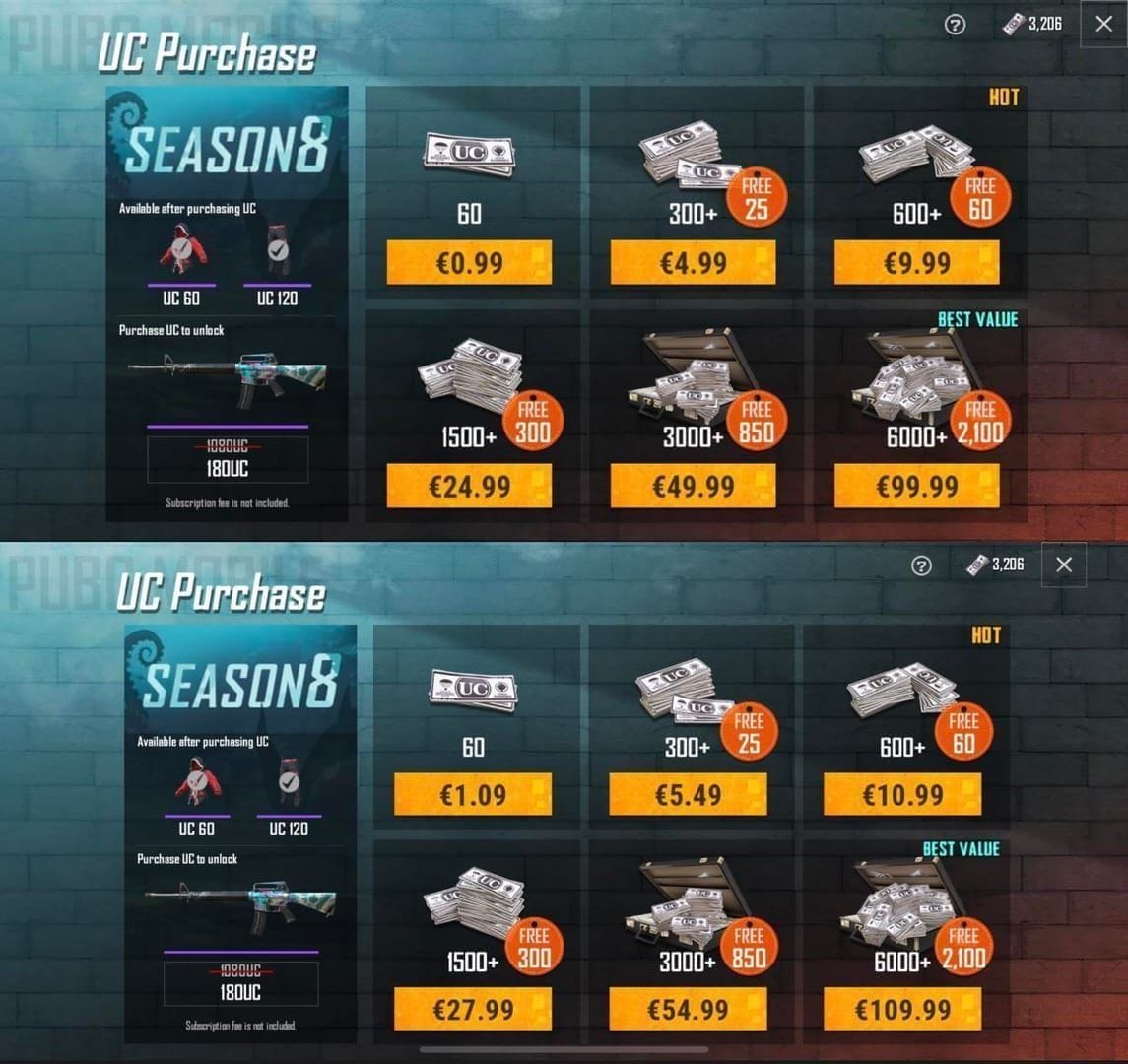 PUBG Mobile UC UID-only top-up screen