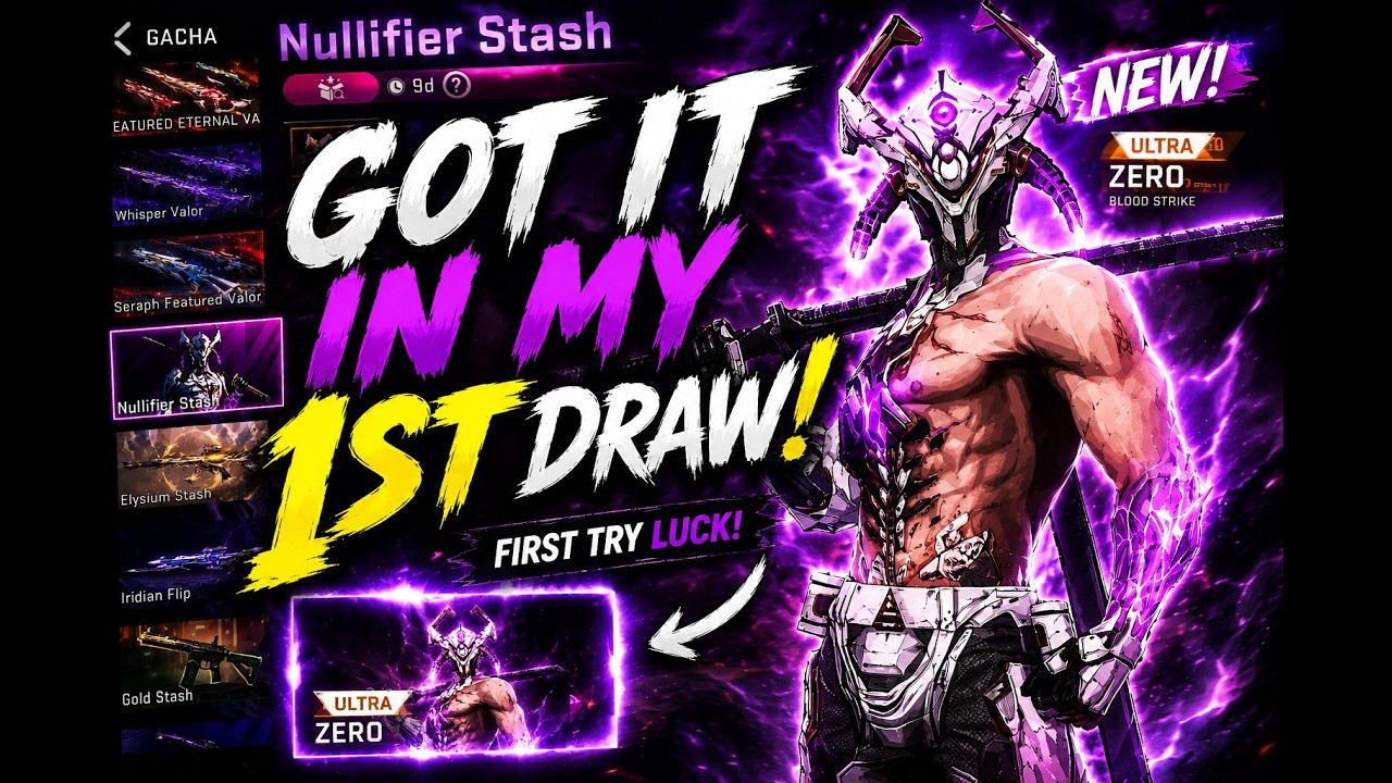 Blood Strike Arsenal Roulette Ultra Stash Gacha-Ziehungsbildschirm mit Waffenbelohnungen