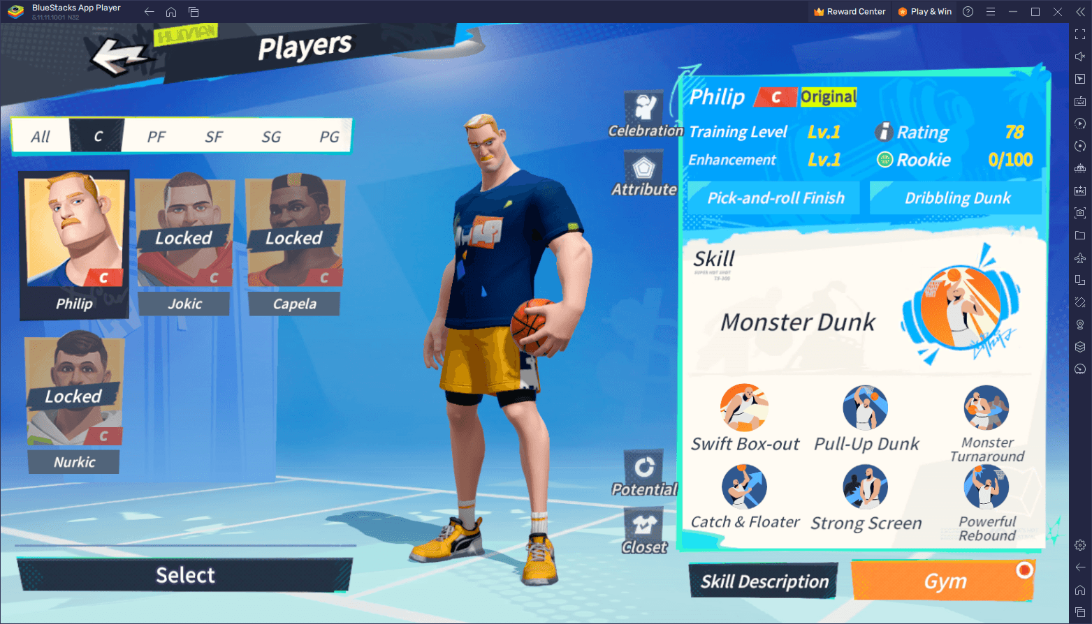 Interfaccia utente di Dunk City Dynasty che mostra il profilo personale e l'ID giocatore