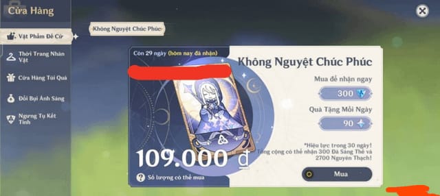 Příklad důkazů pro podporu Genshin Impact se screenshotem účtenky, ID objednávky a platebními údaji pro případy selhané obnovy
