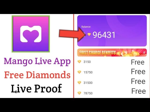 Snímek obrazovky s herním zůstatkem Mango Live Diamonds