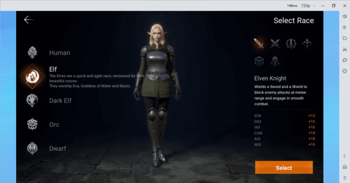 Lineage2M character information panel showing Server name and Character ID