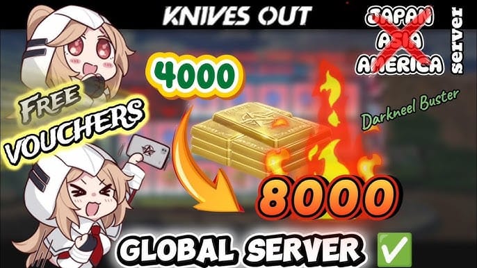 Carta perbandingan rantau pelayan Knives Out Vouchers