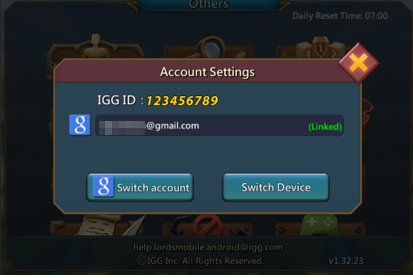 Menu delle impostazioni del negozio pacchetti di Lords Mobile su Android che mostra la casella dell'opzione di pagamento in Diamanti