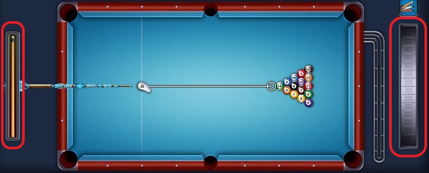Spieler justiert die Feinabstimmung über das Queue-Zielrad an einem High-Tier-Tisch