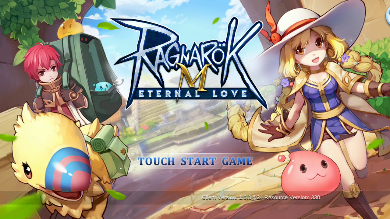 Ragnarok M Eternal Love title screen showing the Poring icon in the top right