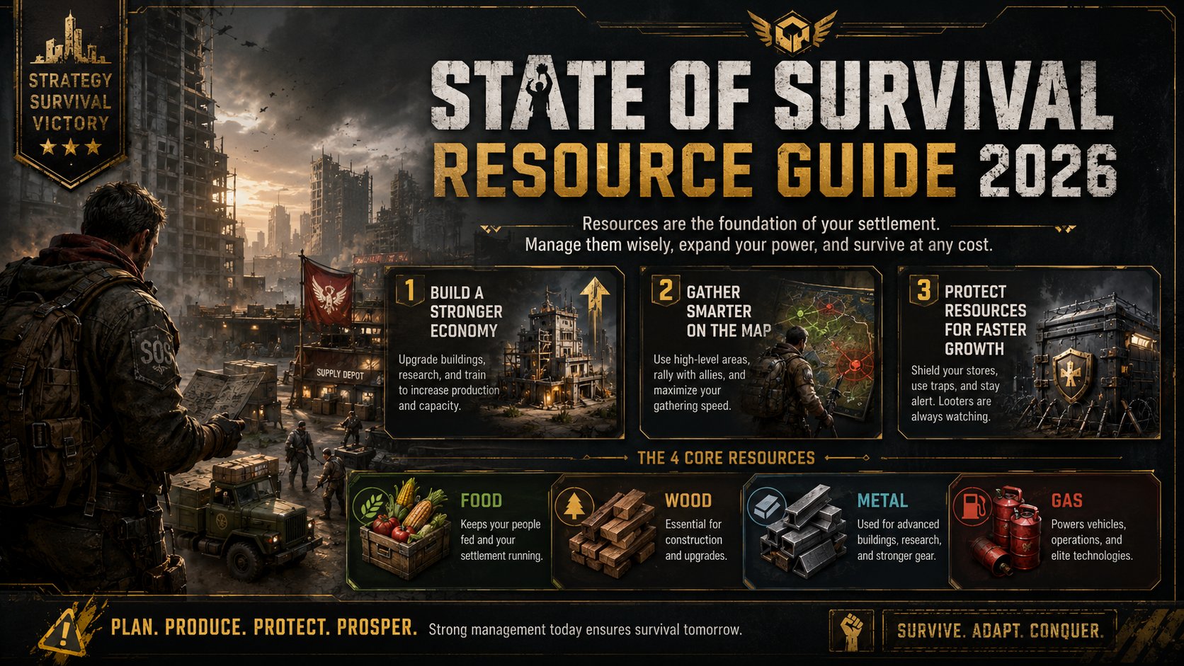 Pasukan aliansi State of Survival sedang berbaris melintasi peta